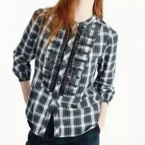 Tartan button down bedazzled J. Crew Blouse (XS)